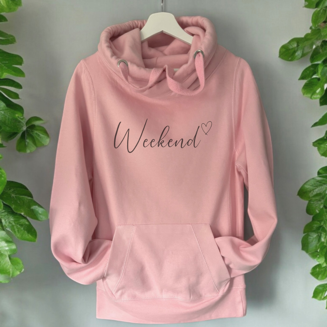 Weekend-Pink Cross Neck Hoodie
