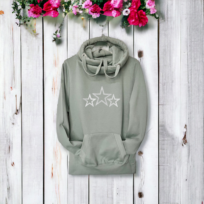 Sage Green Triple Star Cross Neck Hoodie