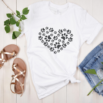 Paw Print Heart T-Shirt - White