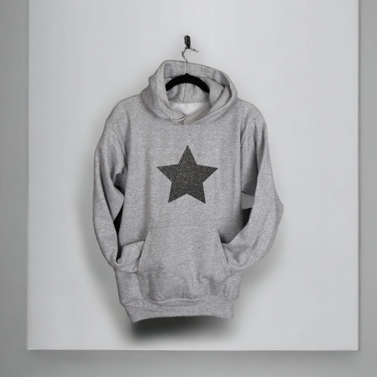 Grey glitter Star Hoodie