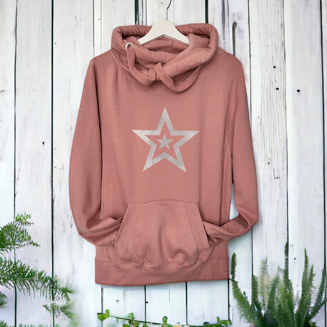 Double Star Cross Neck Hoodie