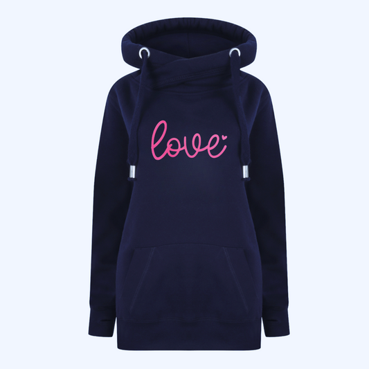 Navy Love Cross Neck Hoodie