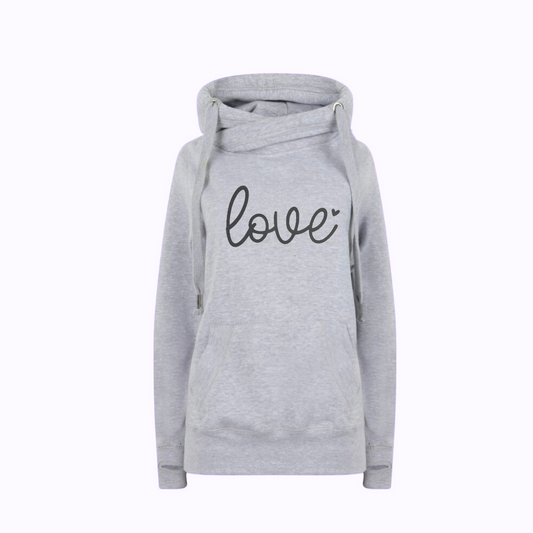 Heather Grey Love Cross Neck Hoodie