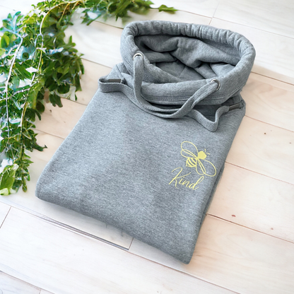 Heather Grey Bee Kind Cross Neck Hoodie