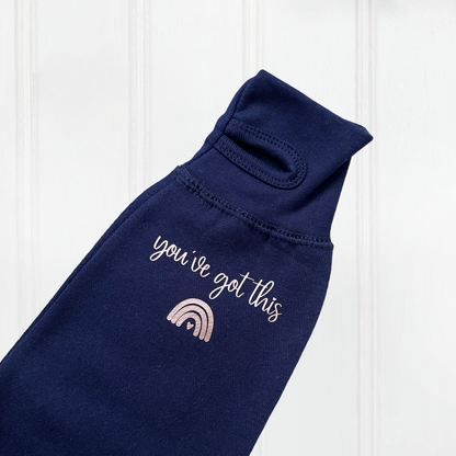 Navy 'you've got this' rainbow Cross Neck Hoodie