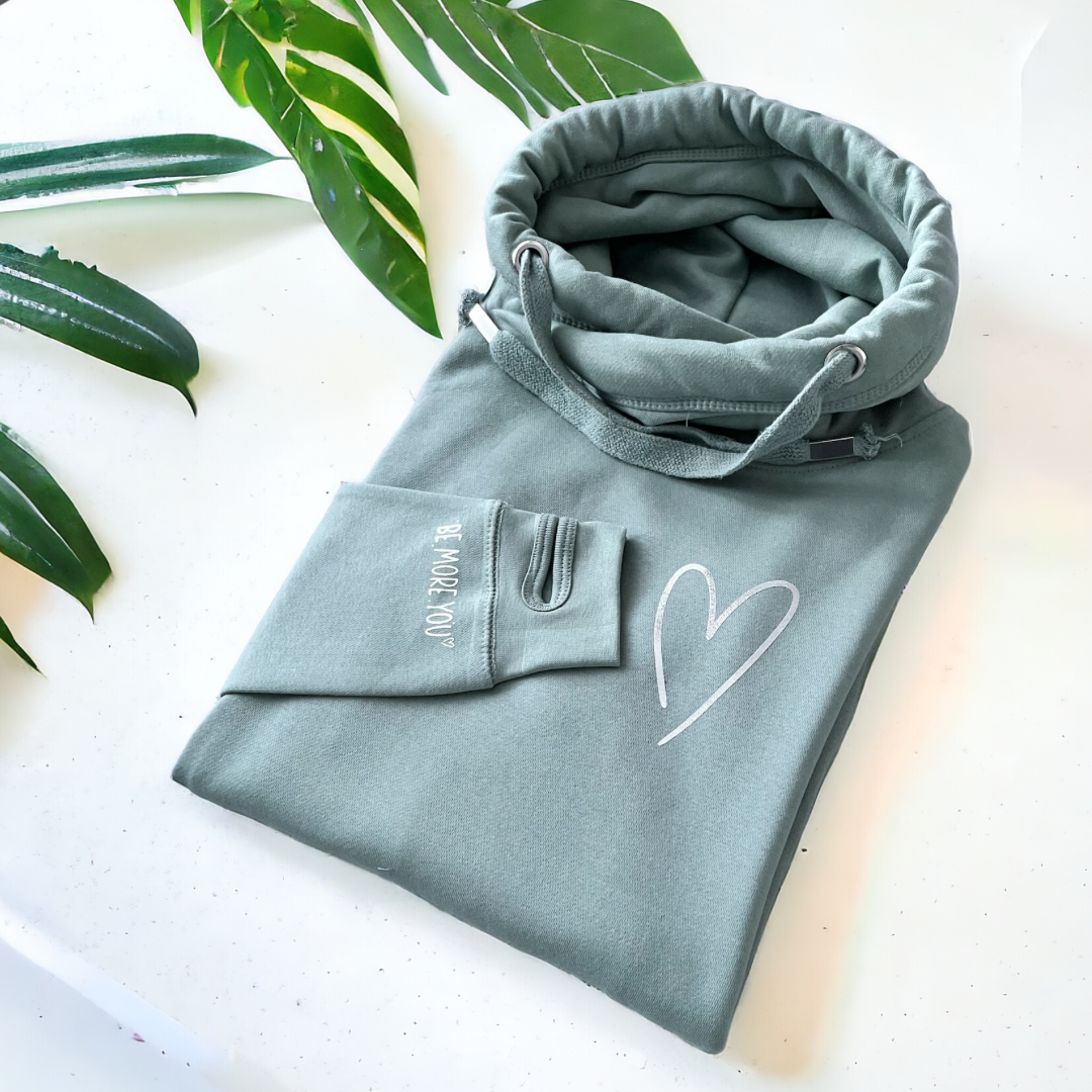 Sage Green LOC heart Cross Neck Hoodie