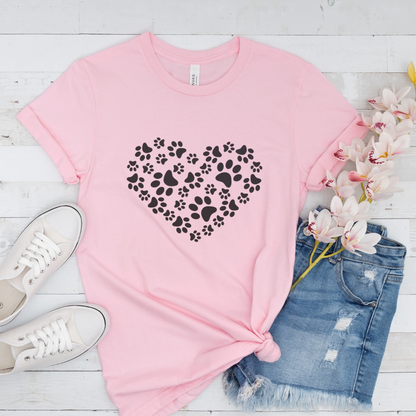 Paw Print Heart T-Shirt - Pink