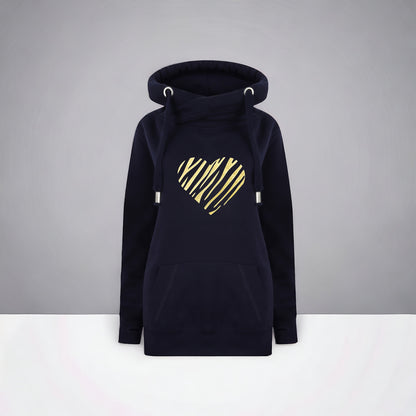 Gold Zebra Heart Cross Neck Hoodie