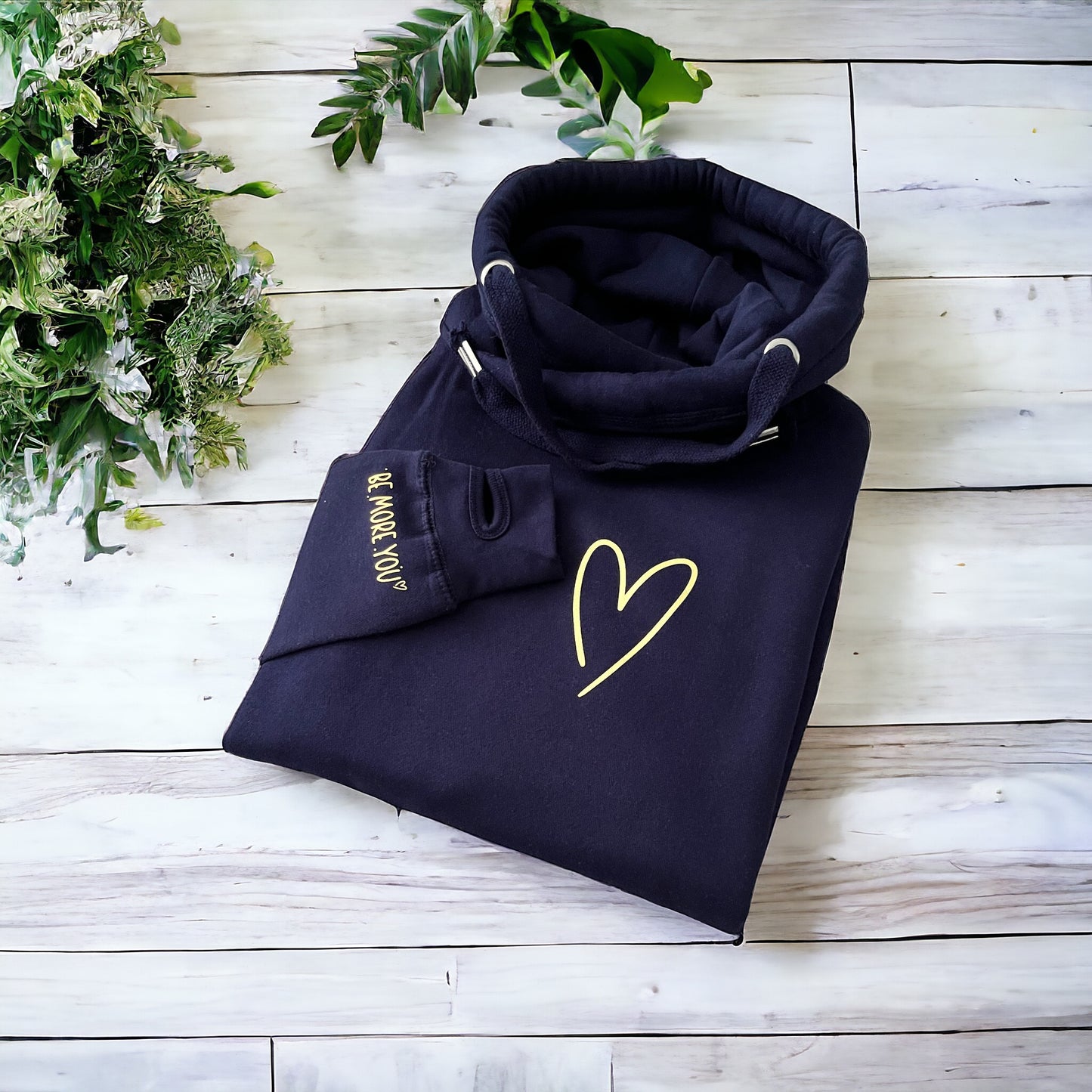 Navy LOC heart Cross Neck Hoodie