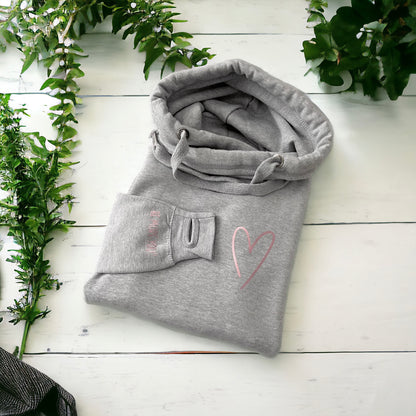 Heather Grey LOC heart Cross Neck Hoodie