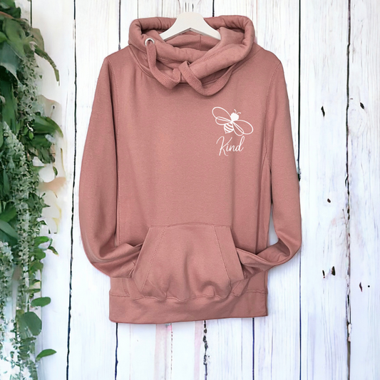 Dusty Pink Bee Kind Cross Neck Hoodie