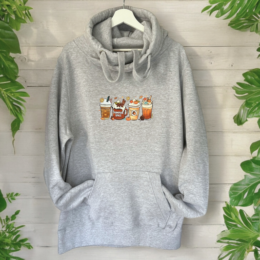Autumn Latte - Heather Grey Cross Neck Hoodie