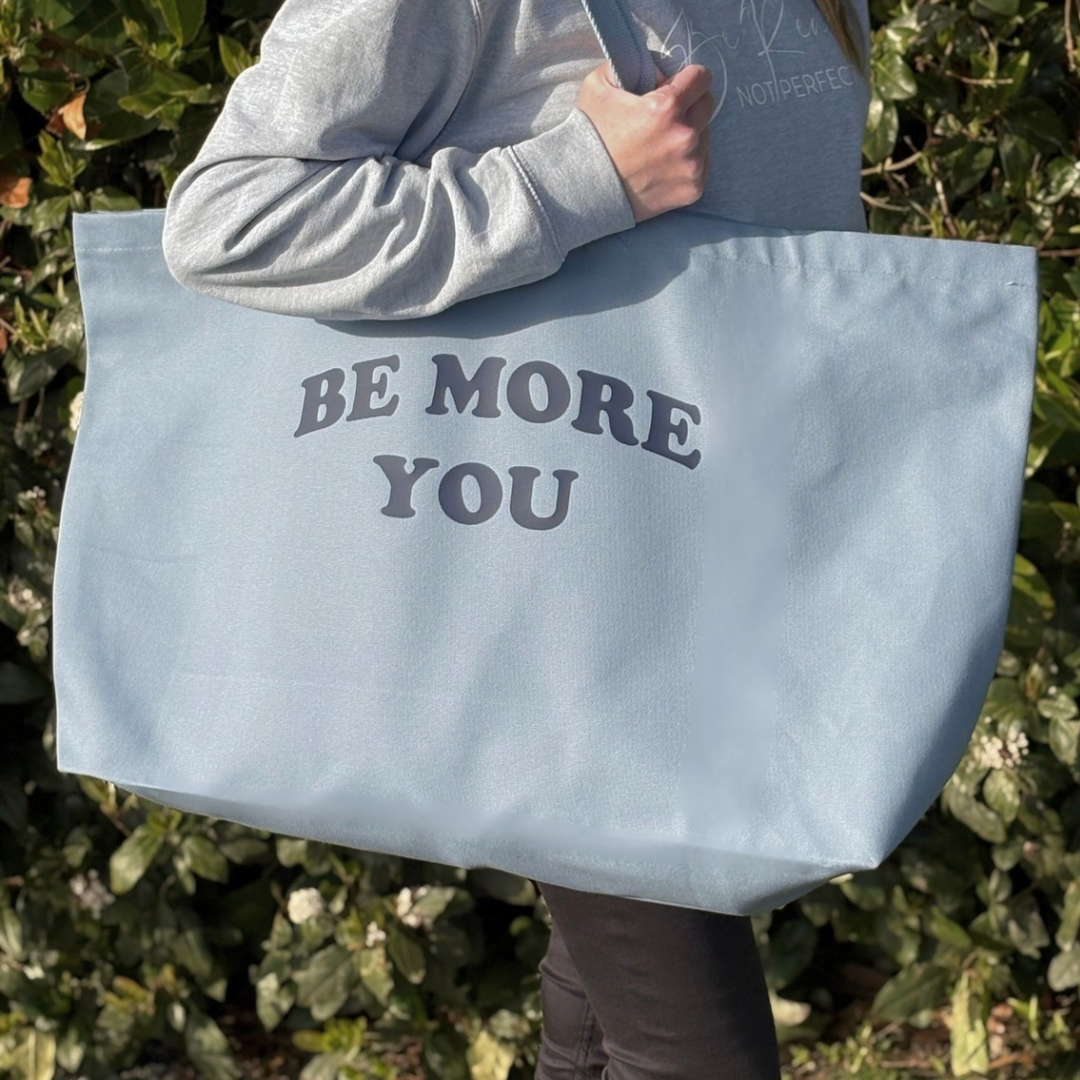 Be More You Oversized Tote Bag - Dusty Blue
