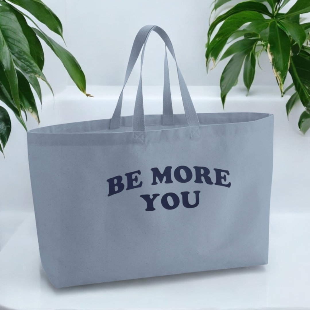 Be More You Oversized Tote Bag - Dusty Blue