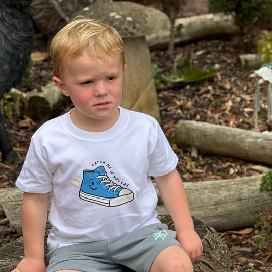 Catch Me If You Can - Children's White/Blue T-Shirt