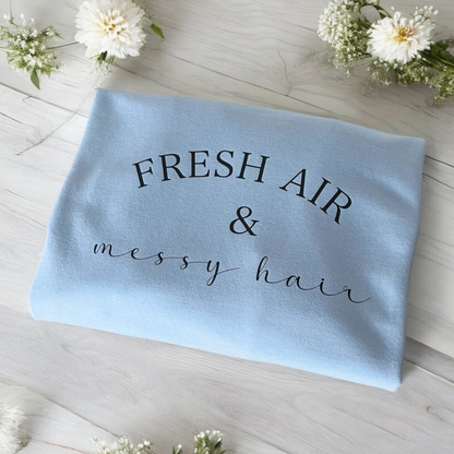 Fresh Air & Messy Hair Sweatshirt - Sky Blue