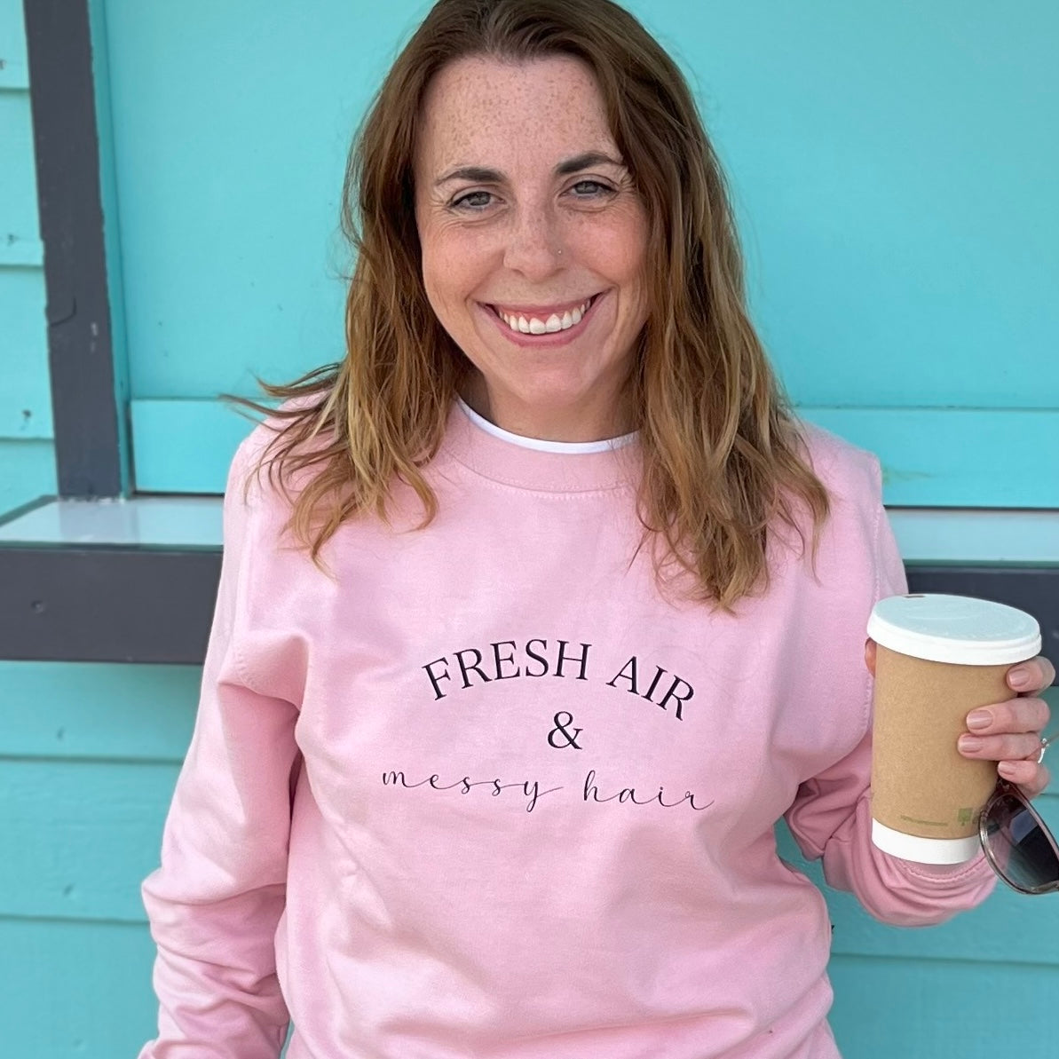 Fresh air & Messy Hair Sweatshirt - Baby Pink