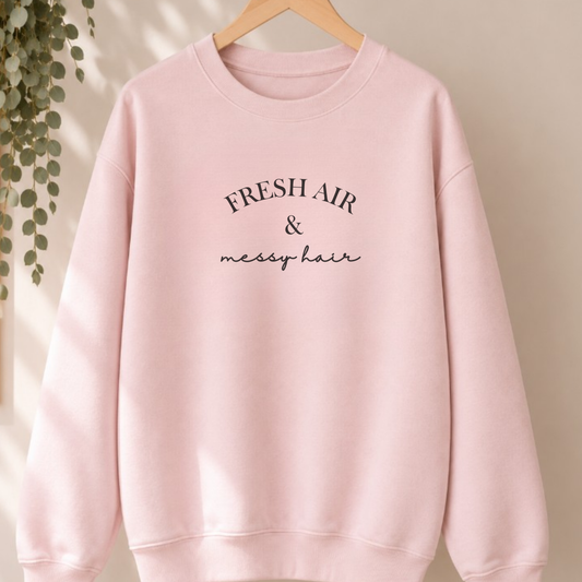 Fresh air & Messy Hair - Ladies Sweatshirt