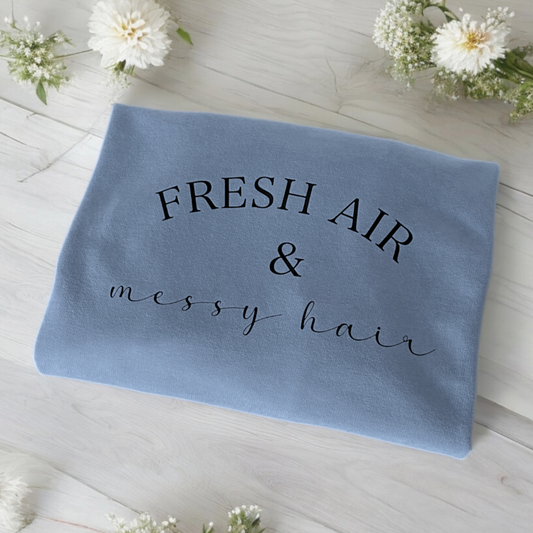 Fresh Air & Messy Hair-Sky Blue Sweatshirt