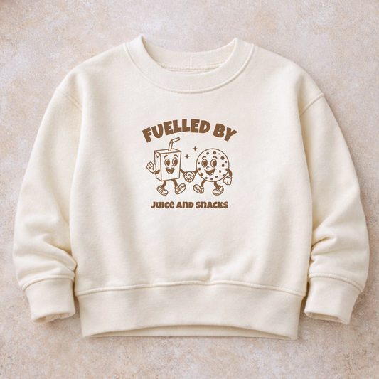 Fuelled by Juice And Snacks - Children's Cream Sweatshirt