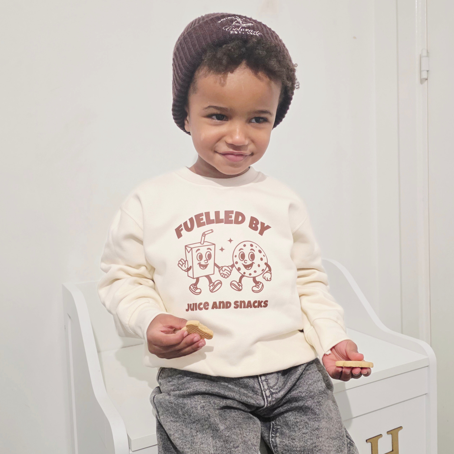 Fuelled by Juice And Snacks - Children's Cream Sweatshirt