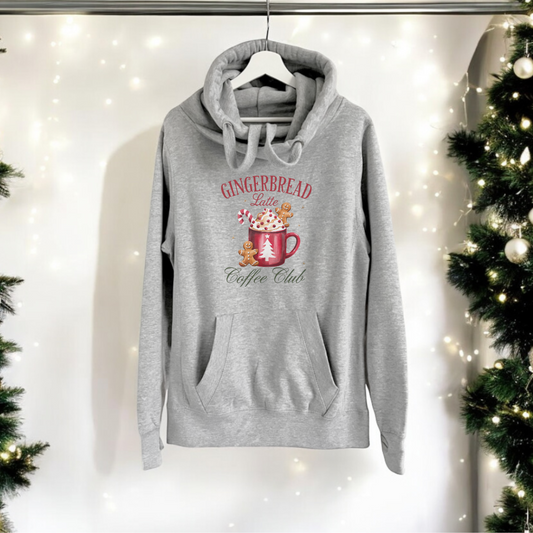 Gingerbread Latte - Heather Grey Cross Neck Hoodie