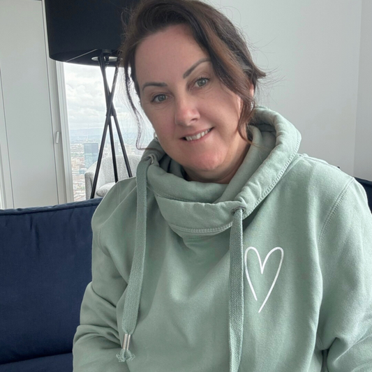 LOC heart -Sage Green Cross Neck Hoodie