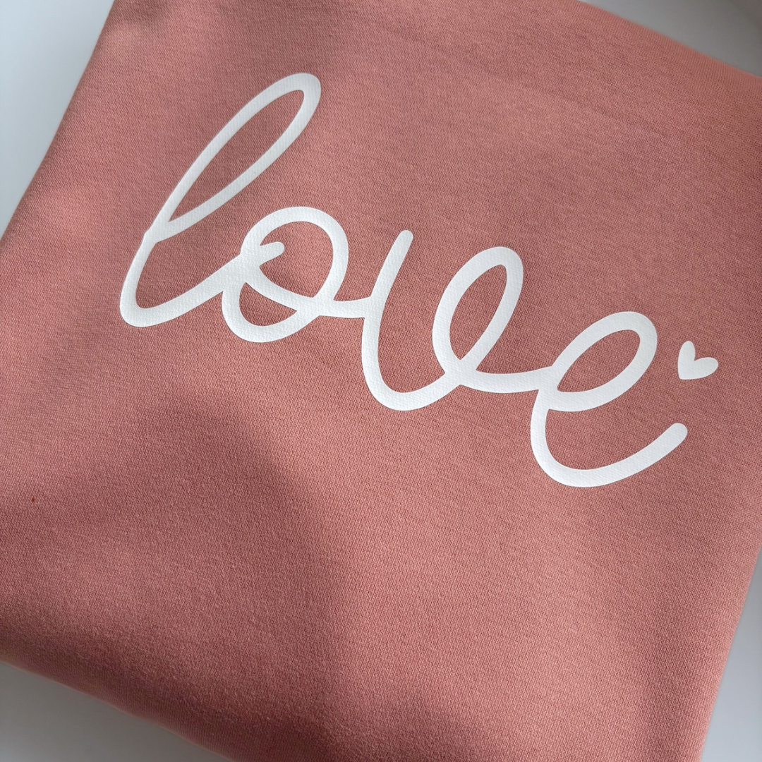 Dusty Pink Love Cross Neck Hoodie