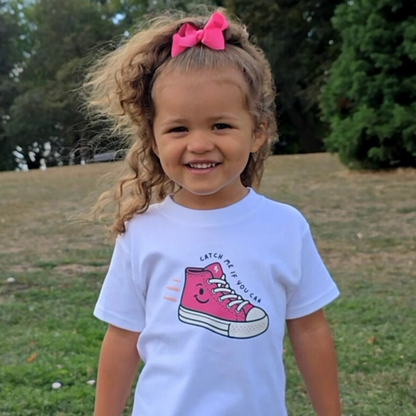 Catch Me If You Can - Children's White/Pink T-Shirt