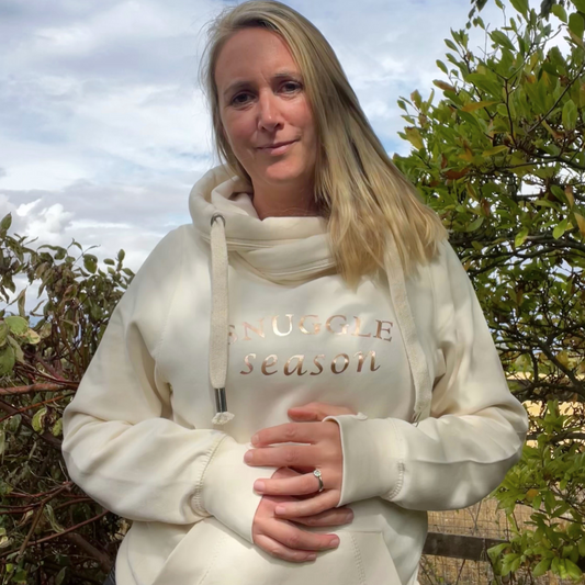 Snuggle Season - Vanilla Cross Neck Hoodie