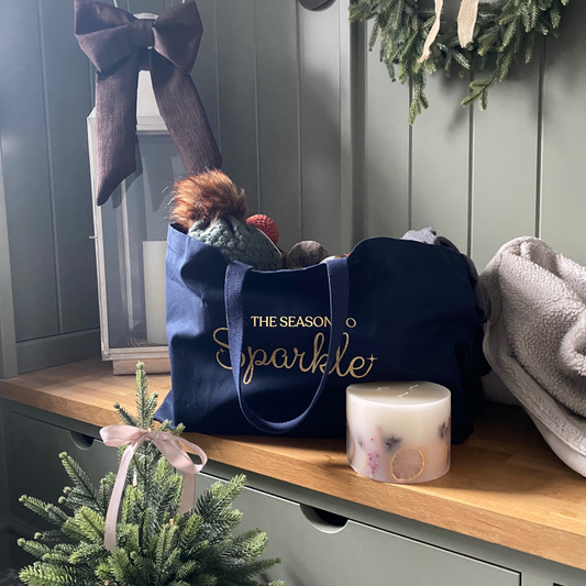 It's the Season to Sparkle Oversized - Navy Oversized Tote