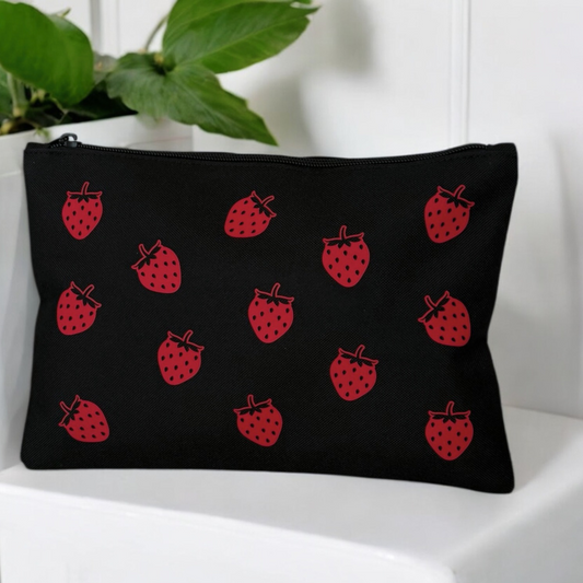 Strawberry Accessory Bag-Black