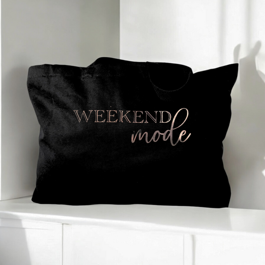 Weekend Mode Oversized Tote Bag - Black