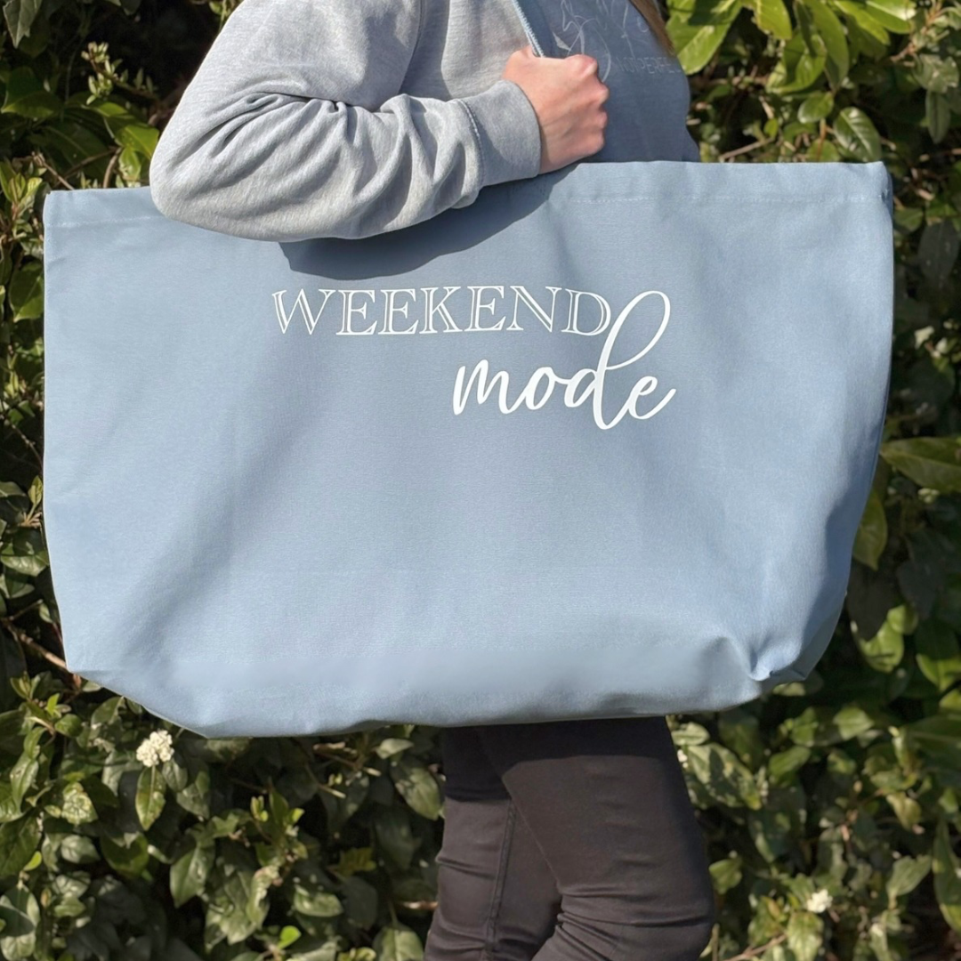 Weekend Mode Oversized Tote Bag - Dusty Blue