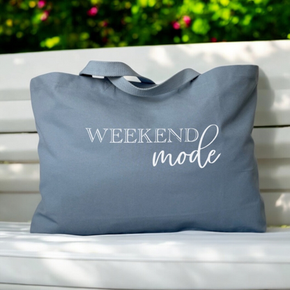 Weekend Mode Oversized Tote Bag - Dusty Blue