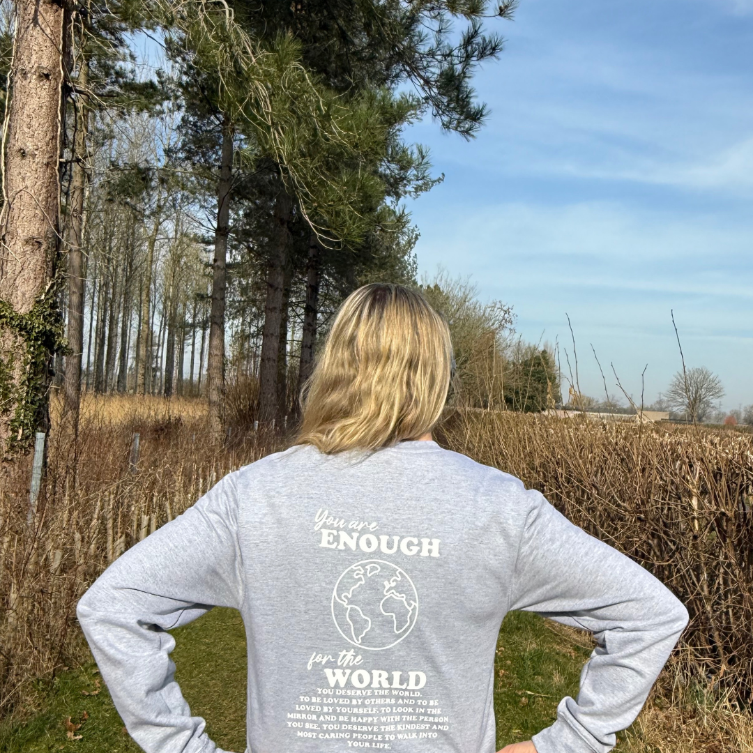 You Are Enough-Heather Grey Back Print Sweatshirt