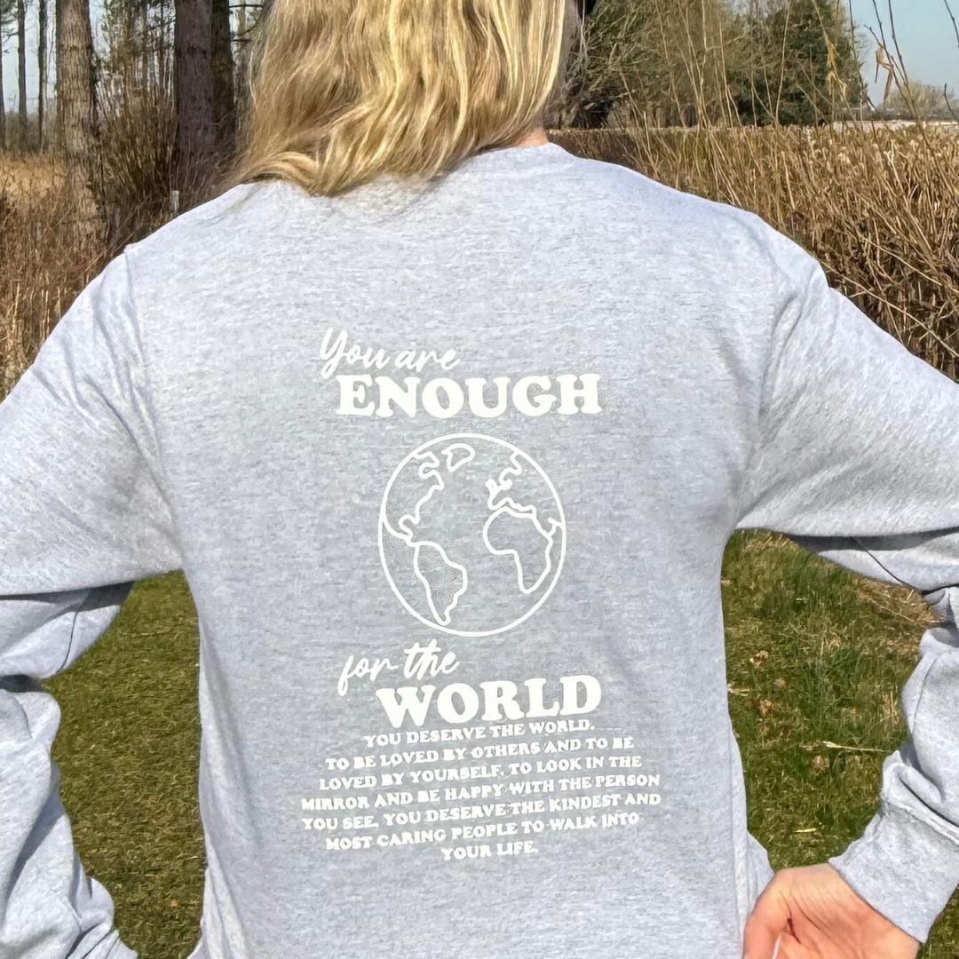 You Are Enough-Heather Grey Back Print Sweatshirt
